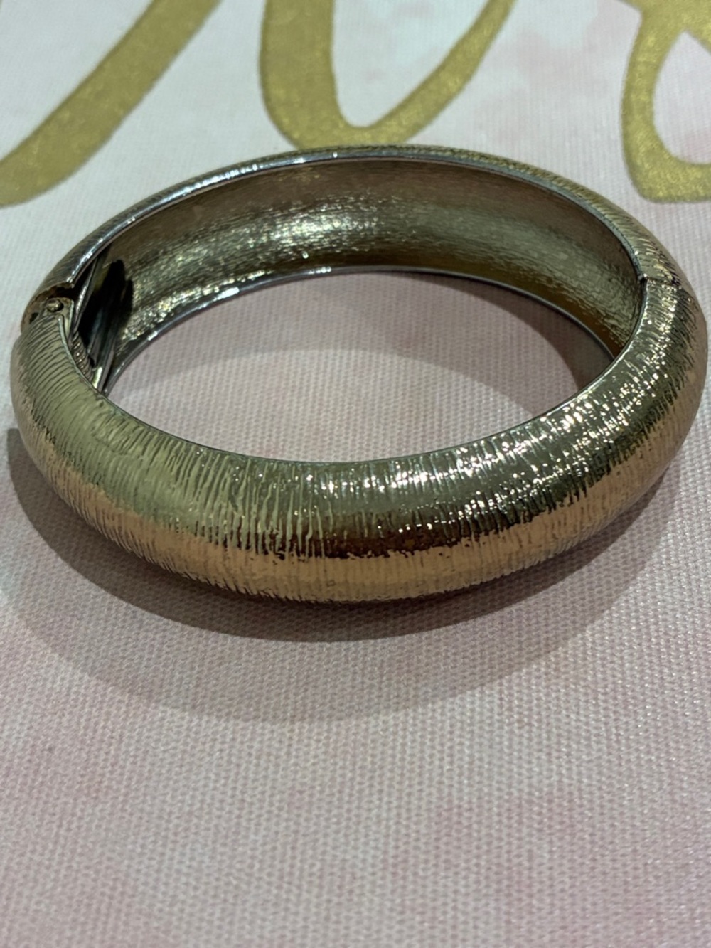 Gold-Tone Textured Hinged Bangle Bracelet - Women Accessories